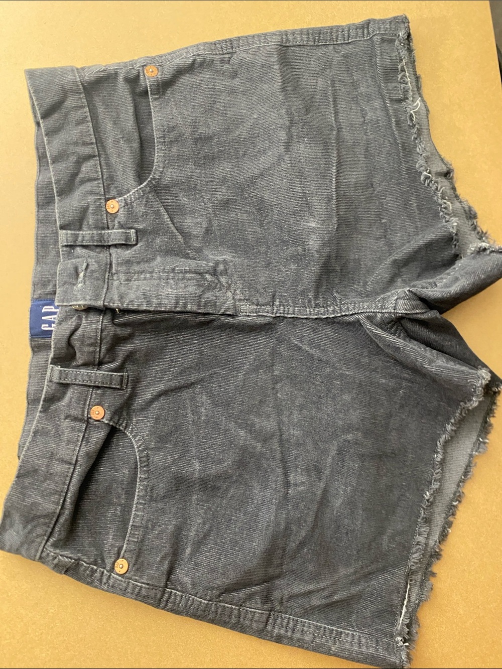 GAP Charcoal Frayed Hem Denim Shorts